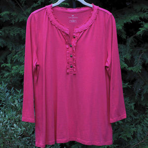 Talbots Soft Fuscia Top With Ruffle Detail